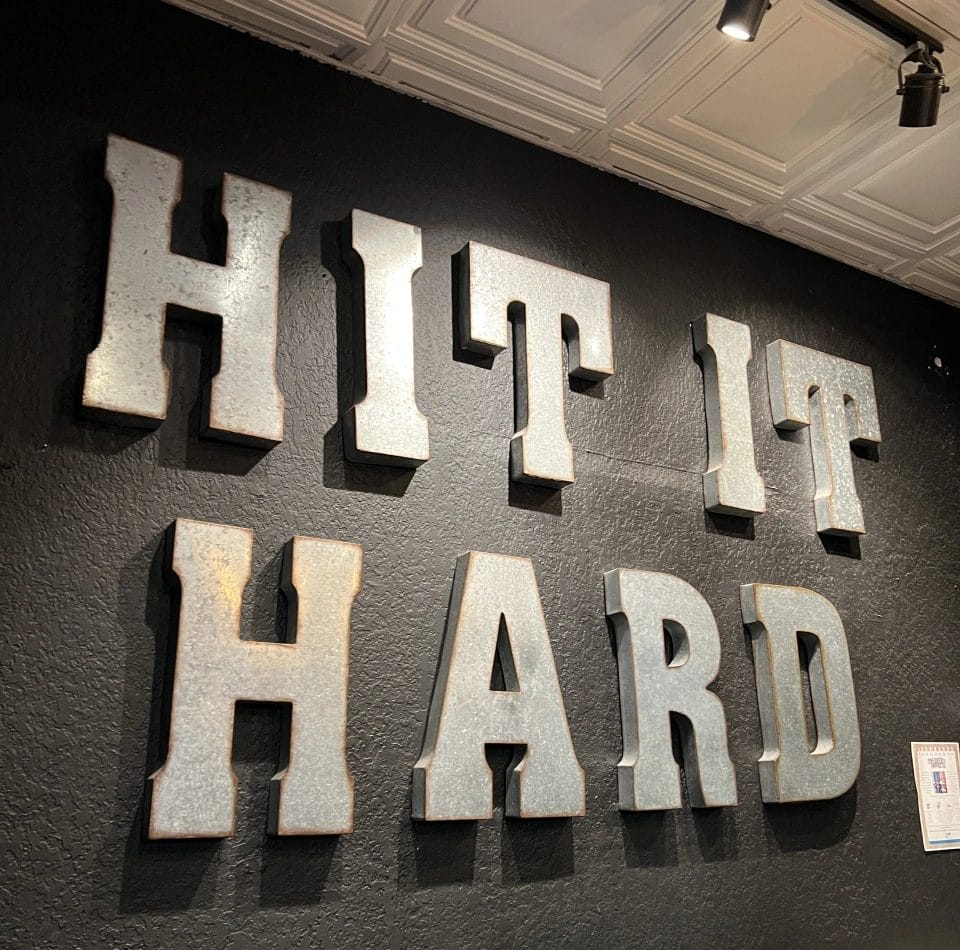 Gym Info 1 Raw Kickboxing and Fitness Hit It Hard Sign